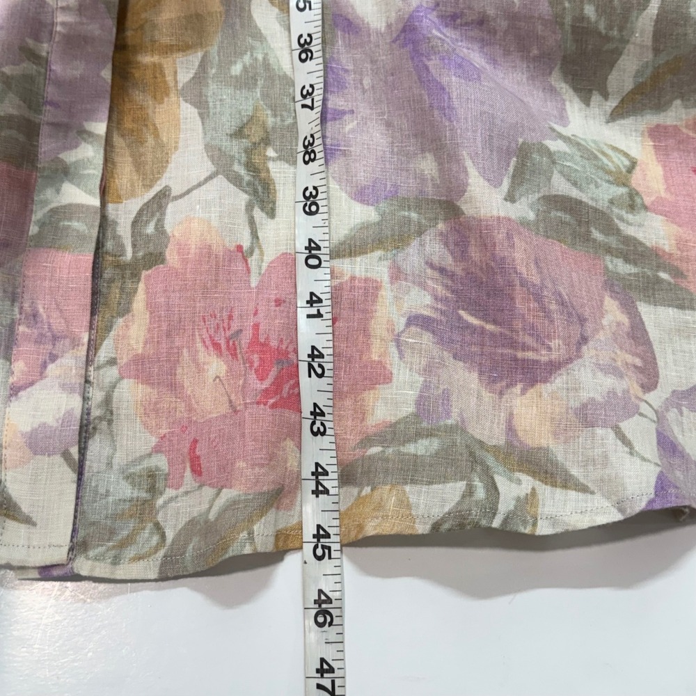 Lauren Ralph Lauren Shirt Dress Womens 16 Floral Linen Midi Tie Waist Excellent - Picture 9 of 10